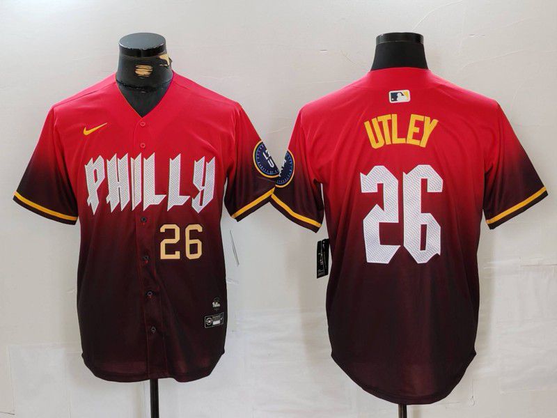 Men Philadelphia Phillies #26 Utley Red City Edition 2024 Nike MLB Jersey style 3->philadelphia phillies->MLB Jersey